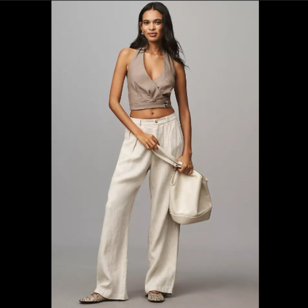 Brand New Maeve Linen Wrap Halter Top